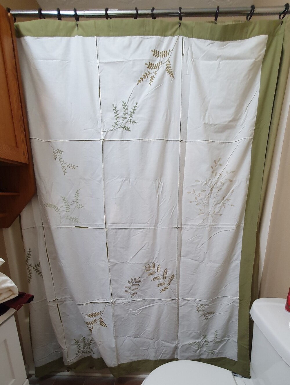 White and Green Botanical Shower Curtain - Unbranded